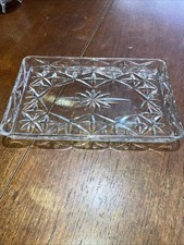 Vintage Clear  Pressed Glass Dressing Table Tray 30 X 19.5cm