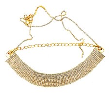 Gold tone diamante plunge choker necklace