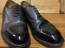 Mens British Army Black Oxford Toe Capped Officers All Leather Shoes 8M UK- Used