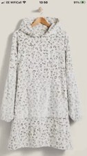 DUNELM - Grey animal print Oversized Blanket /Hoodie/ Snuddie One Size New