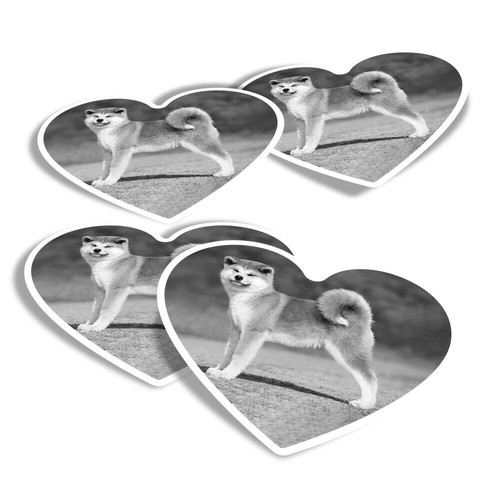Heart stickers akita - bw,