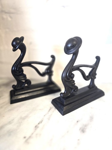 Pair art nouveau cast iron - pair,
