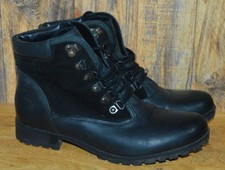 Hotter Frost Black Leather & Suede Lace Up Ankle Boots - Size UK6.5 EU40 US8.5