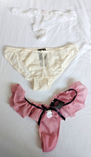 La Senza Size 12-14 Pink brown Spotted Chiffon Skirt Thong + 2 Bikini Briefs NEW