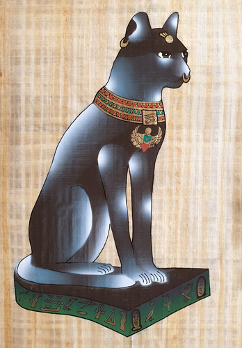 Egyptian papyrus art bastet - art,