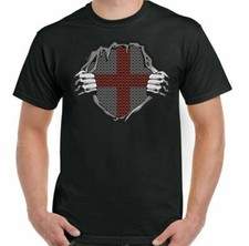ENGLAND T-SHIRT St Georges Day Football Rugby Knights Templar Chain Mail Armour