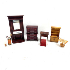 Vintage Wooden Dollhouse Furniture Miniature Bundle Mixed Set