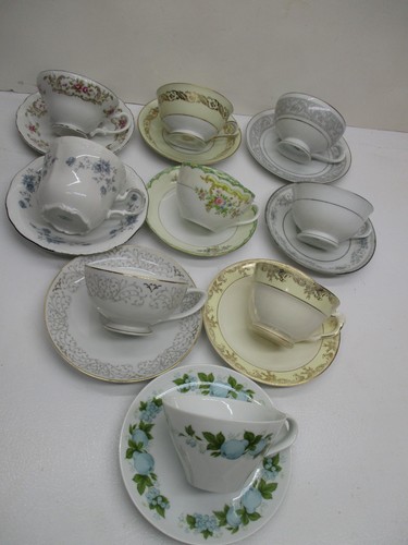 Mismatched china cups - mismatched,
