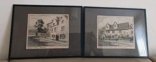 Two framed fine art drawings