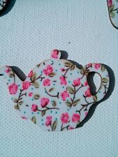 6 x  White and pink teapot magnets, ideal for weddings, whiteboards, fridges