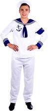 Men`s White Sailor Costume M L XL Adult Navy Uniform Fancy Dress Marine Officer