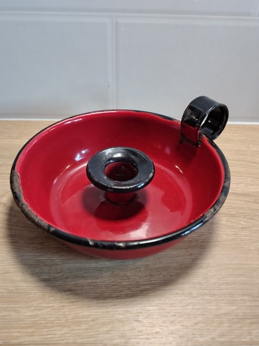 Vintage enamel chamberstick - vintage,