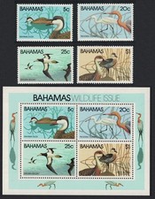 Pintail Egret Booby Whistling Duck Birds 4v+MS Bahamas 1981 MNH SG#589-MS593