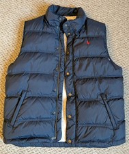 Jack Wills Quilted Fleece Lined Duck Down Feather Gilet Mens Large Navy Blue