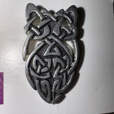 St Justin Pin Brooch Celtic Love Knot Owl Pewter vintage 1994 jewellery Cornwall