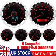 6 Gauge Set 85mm GPS Speedometer 160MPH&Tachometer 8000RPM Gauge for Boat Car UK