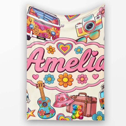 Soft fleece blanket hippie van - soft,