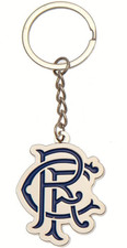 RANGERS FC METAL BLUE SCROLL CREST KEYRING CAR KEYCHAIN KEY RING RFC CLUB GIFT