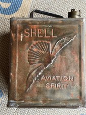 Vintage Shell Aviation fuel  38 RARE 2 Gallon Petrol Can with a  brass cap 
