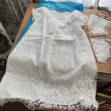 Lace Christening Gown And Wool wrap Antique Vintage
