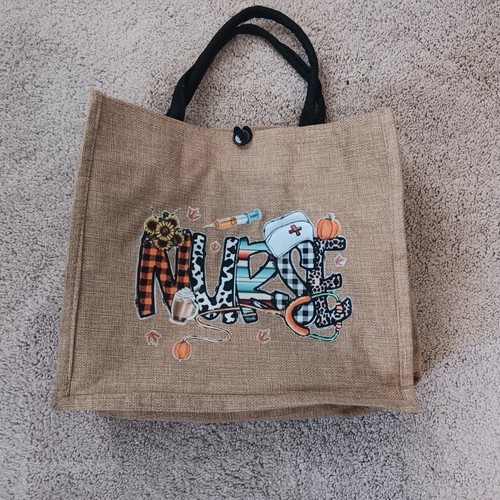 Nurse pattern burlap - tote, bag