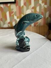 RAREVintage Poole Pottery Blue glazed leaping Salmon