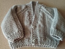Hand knitted baby boy cardigan, newborn/premature baby