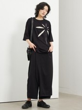 Black Cream Arty Flower Print Chic Designer Urban Rock Ladies Summer T Shirt  14