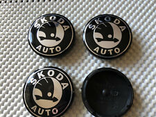 4x Skodas Auto Alloy Wheel Hub Centre Cap Center Caps Black / Silver Auto 56mm