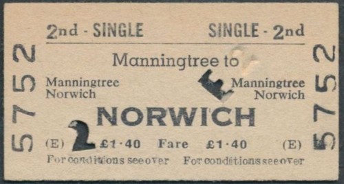 Railway ticket 2nd - , manningtree