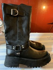 Rita Ora Black Biker Boots Uk5 Adjustable Width Wide Leg