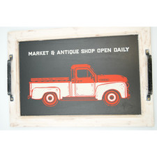 Market & Antique Shop Sign with Handles – Rustic Framed Wall Art/ Table Tray