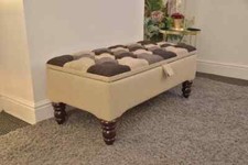 Brand New Handmade Tweed Storage Ottoman Bench | Customizable, Hidden Storage