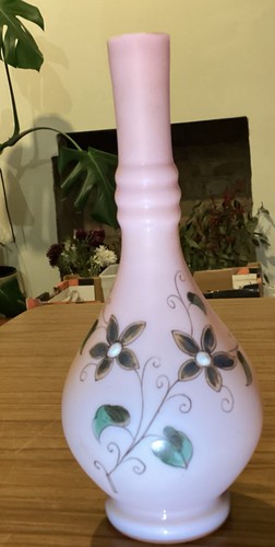 Pink opaline glass vase 5cm - vase, 19.5cm