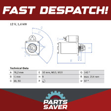 Starter Motor fits FORD FOCUS Mk2 ST 2.5 05 to 06 HYDA Bosch 1374049 3M5T11000EA