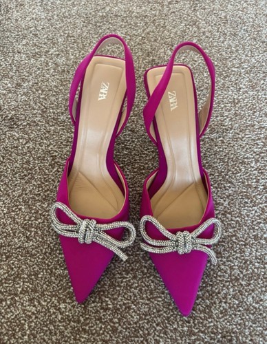 Zara bow pink heel shoes - pink,