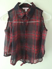 Miss E-Vie 8 Years Tartan Cold Shoulder Blouse