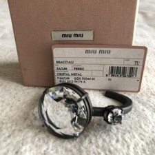 Miu Miu bangle bracelet black round rhinstone top inner diameter 16cm with box