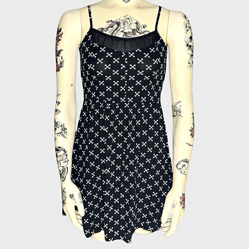 Black mini dress with - , cross