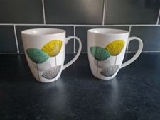 Sanderson Dandelion Clocks 2 x Mugs Fine Bone China
