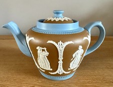 Fine Antique Victorian Dudson Bros Tri Colour Classic Relief Jasper Teapot 1898