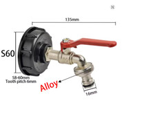 IBC Tank Tap Adapter S60*6 Coarse Thread to Brass/Alloy 16mm Quick Connect Repla