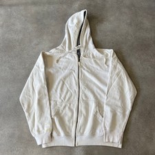 Chaps Hoodie Mens Medium Y2K Full Zip Embroidered Sweatshirt, White