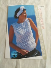 1980s Sirdar Vintage Knitting Pattern Ladies Top Cotton Crepe Double Knit C8452