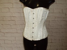WHITE CORPSE BRIDE MARKED STEEL BONED OVERBUST CORSET 28 IN WAIST 12 TO 14