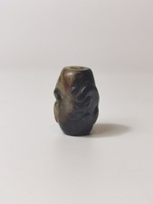 Chinese Qing dynasty jade/gemstone carved dragon pendant oval bead