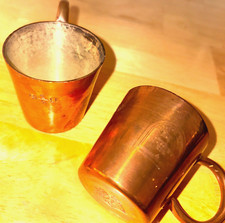 *RARE*   ROYAL NAVY TIN LINED COPPER PUSSER'S RUM CUPS 1/2 GILL  *VINTAGE*
