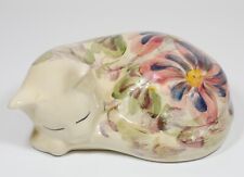 Siltone Pottery England Hand Painted Curled Up Sleeping Cat Figurine
