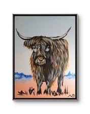 Highland cow cattle 12x16 - highland,