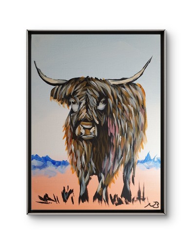 Highland cow cattle 12x16 - highland,
